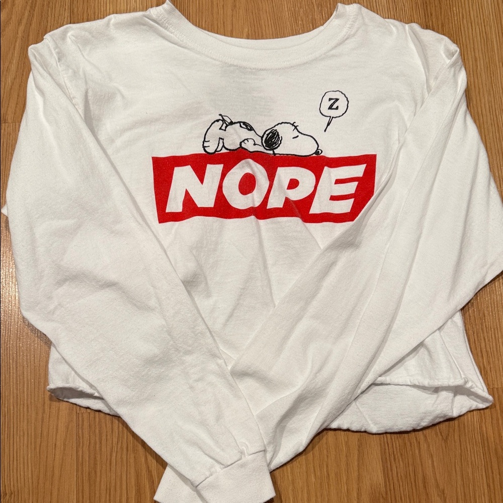 Peanuts White Long Sleeve Tee with Red Graphic